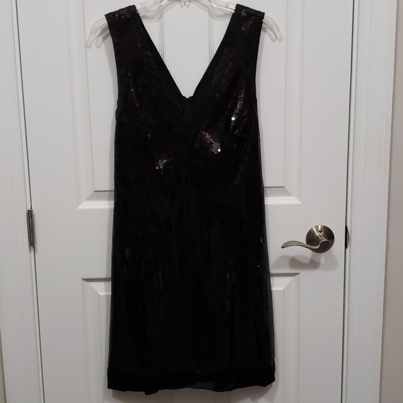 Alexia Admor V Neck Sleeveless Sequin BLK Dress L - Picture 3 of 8